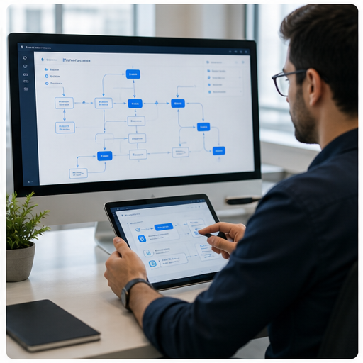 Generic workflow automation board on a desktop screen