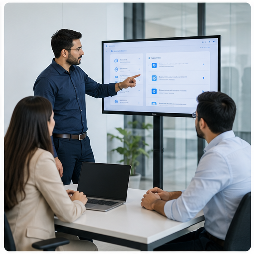 Team reviewing a generic support handover screen
