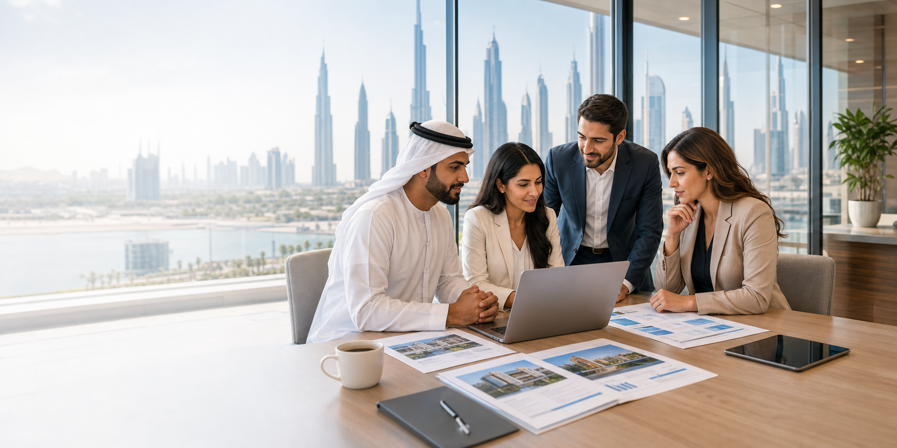 Property team reviewing enquiries, listings, documents, and workflow dashboards
