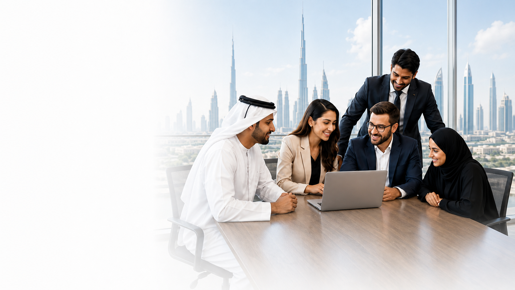 Business team reviewing software dashboards and portals