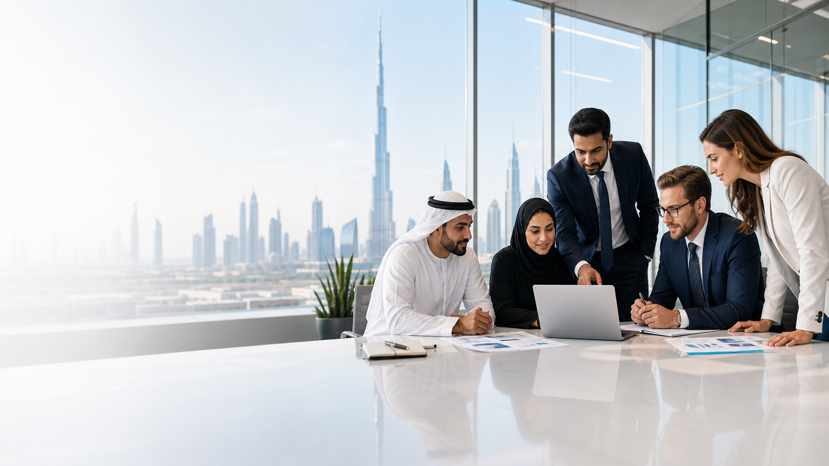 UAE delivery team reviewing project plans and dashboards